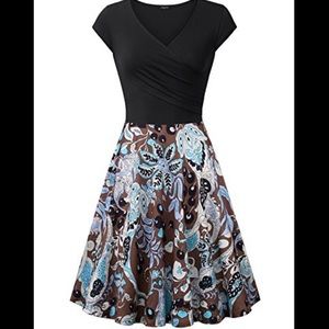 NWT Laksmi V Neck Cap Sleeve Dress